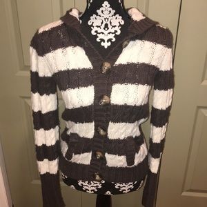 Button Down Striped Sweater
